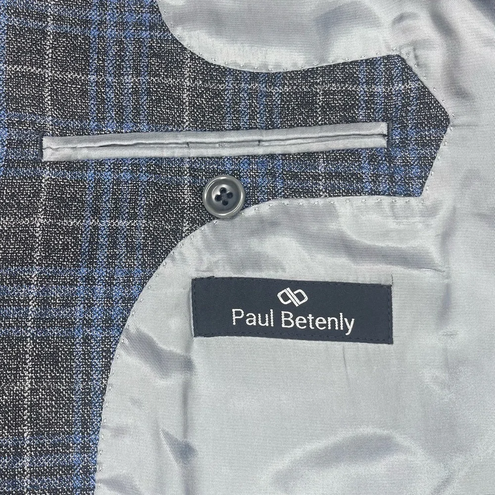 Paul Betenly Men's Elegant Checkered Blazer Size 38S - Picture 8 of 9